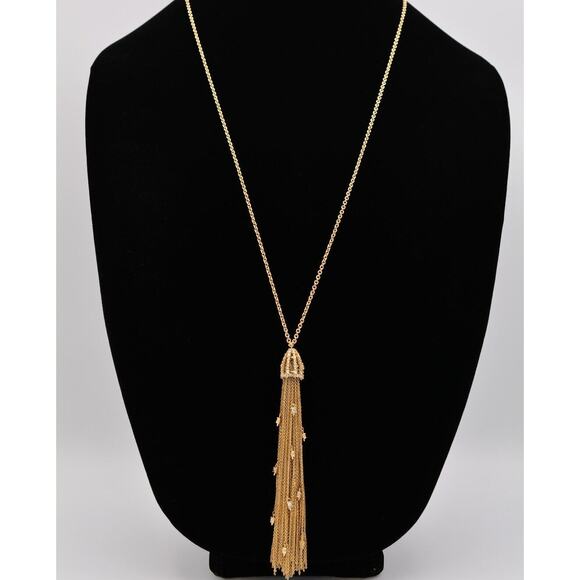 AB Vintage Tassel Pendant Necklace Multi-Chain Rhinestone Crystal 1990s Bin2 - Picture 1 of 12